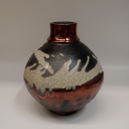 #220724A Raku Copper, White Crackle and Black $32 at Hunter Wolff Gallery